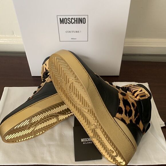 Moschino genuine calf hair detail basket sneaker size 7 new - Picture 12 of 16